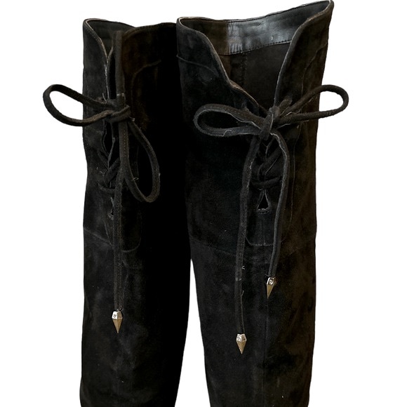 Sam Edelman Kayla Black Suede Over The Knee Heeled Boots - 5 - Picture 9 of 16